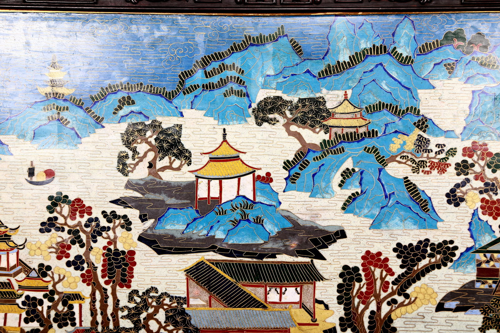An Exquisite Cloisonne Landscape Pattern Hanging Panel - 3