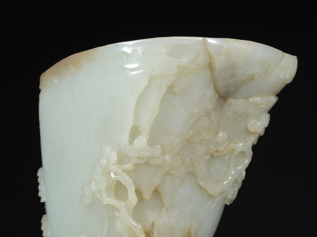 An Exquisite White Jade Character and Story Pattern Goblet,With Zitanwood Base - 6