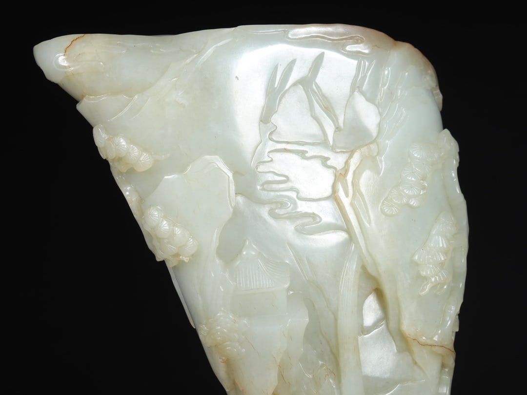 An Exquisite White Jade Character and Story Pattern Goblet,With Zitanwood Base - 7