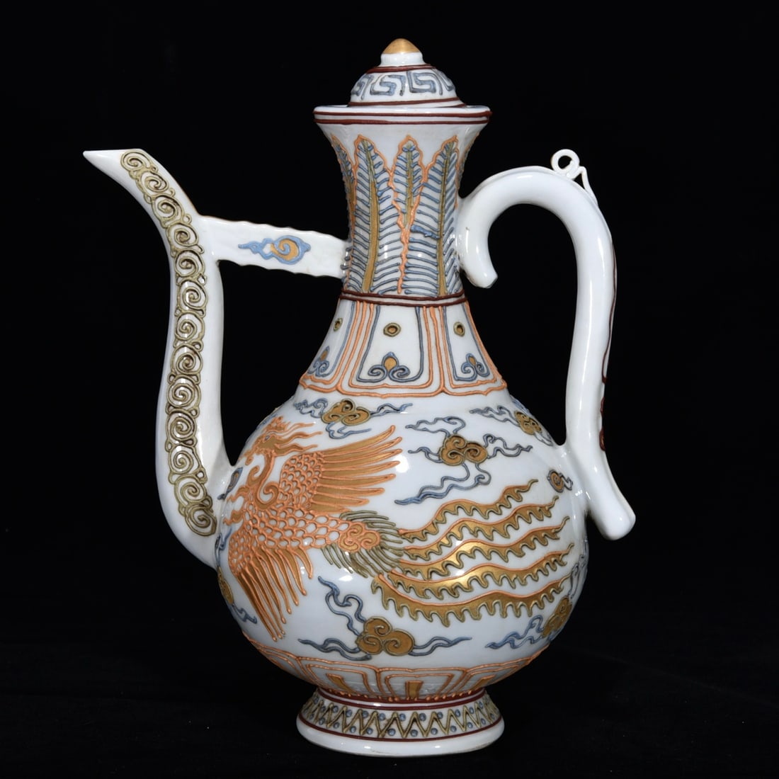 An Exquisite Paste relief Auspicious Cloud and Phoenix Pattern Ewer (1 of 9)