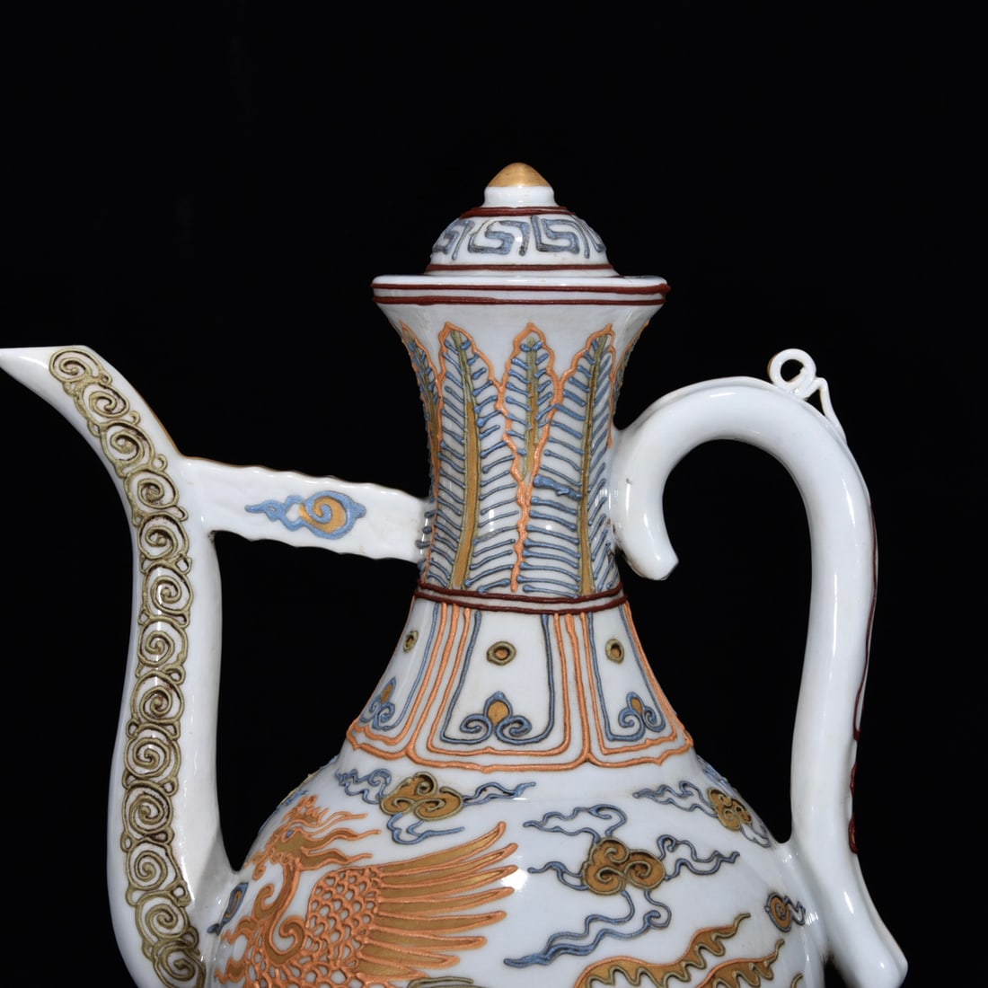 An Exquisite Paste relief Auspicious Cloud and Phoenix Pattern Ewer - 4