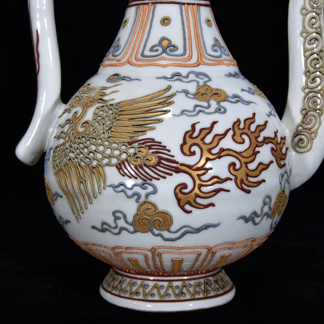 An Exquisite Paste relief Auspicious Cloud and Phoenix Pattern Ewer - 6