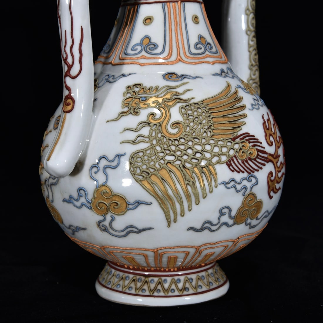 An Exquisite Paste relief Auspicious Cloud and Phoenix Pattern Ewer - 7
