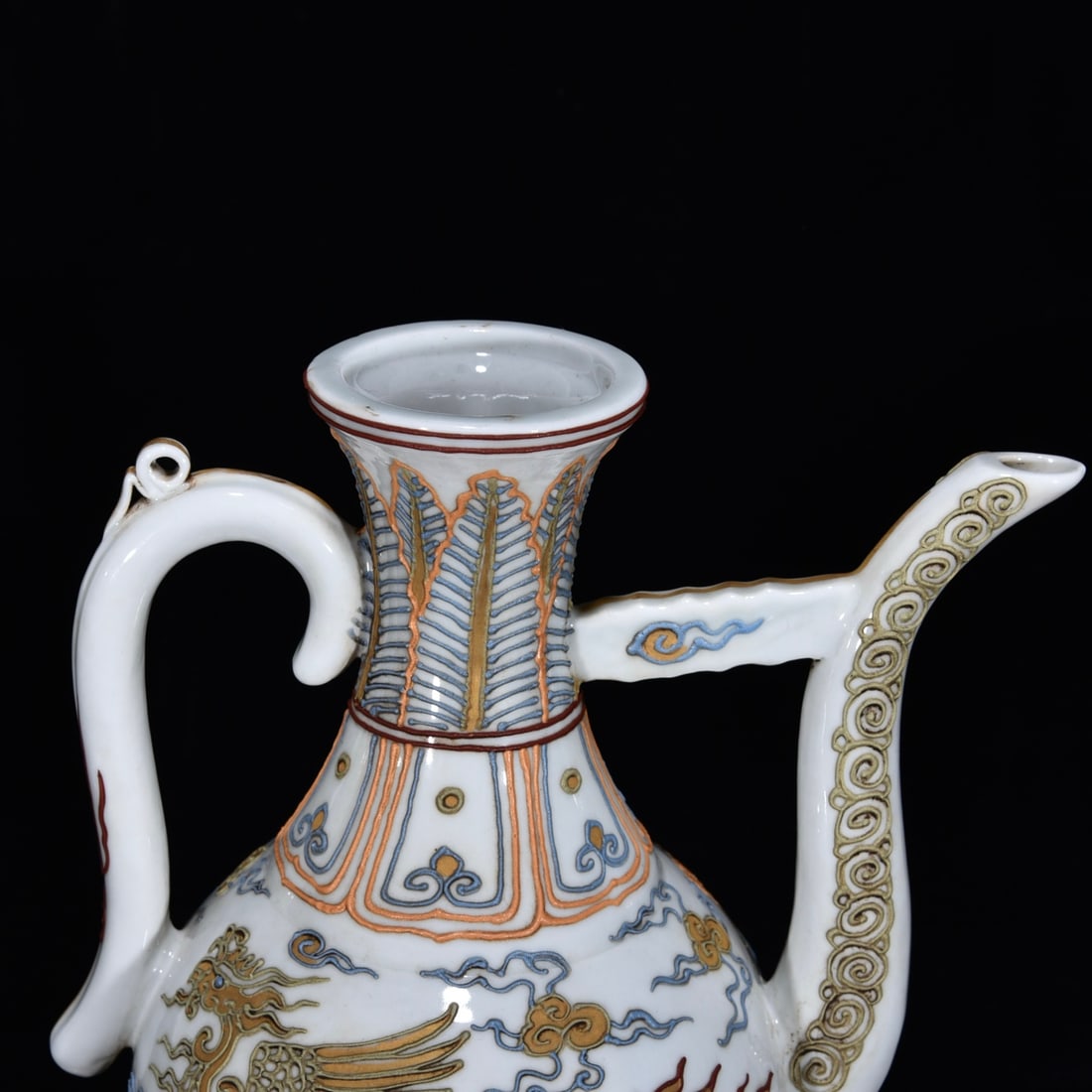 An Exquisite Paste relief Auspicious Cloud and Phoenix Pattern Ewer - 8