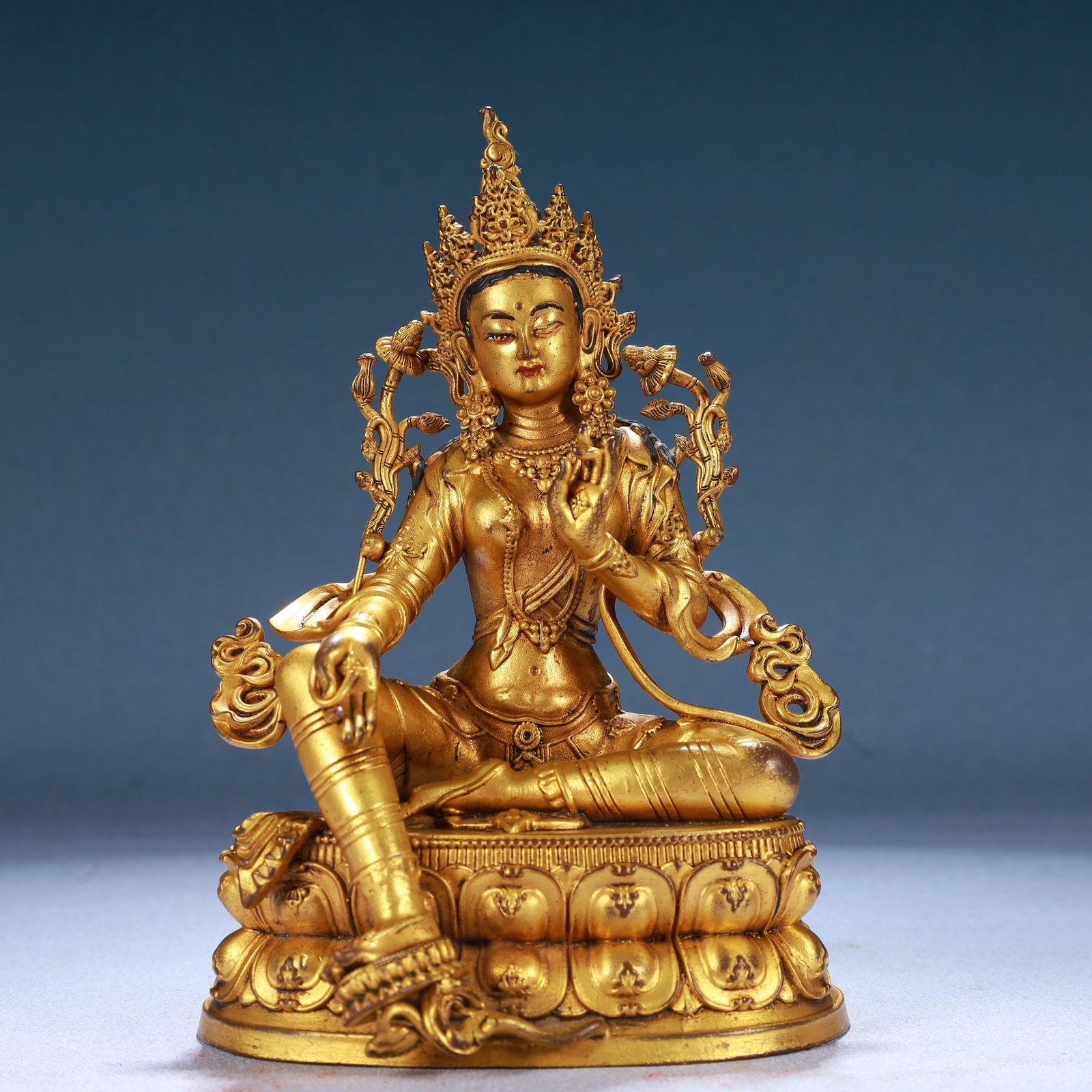 A Solemn Gilt Bronze Statue of Tara (1 of 5)