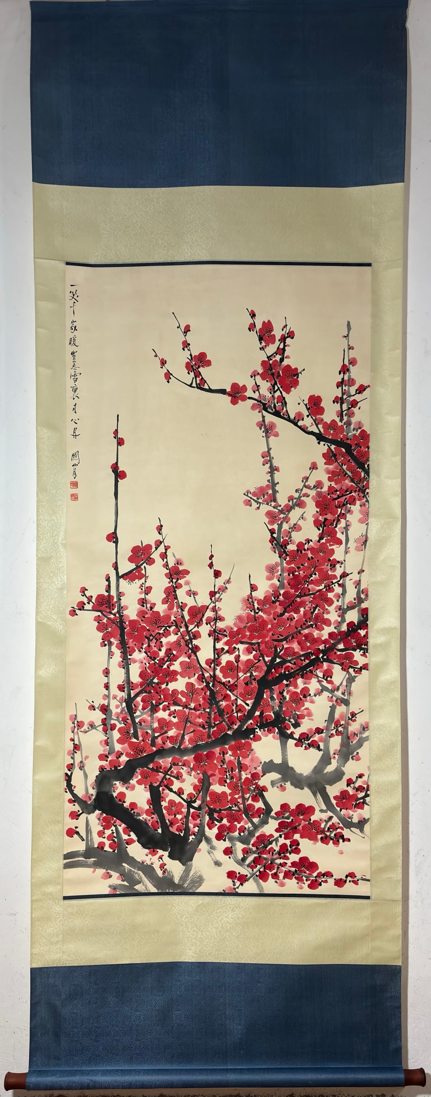 A Chinese Vertical Scroll Ink Painting of Plum Blossom on Paper,Guan Shanyue (1 of 9)