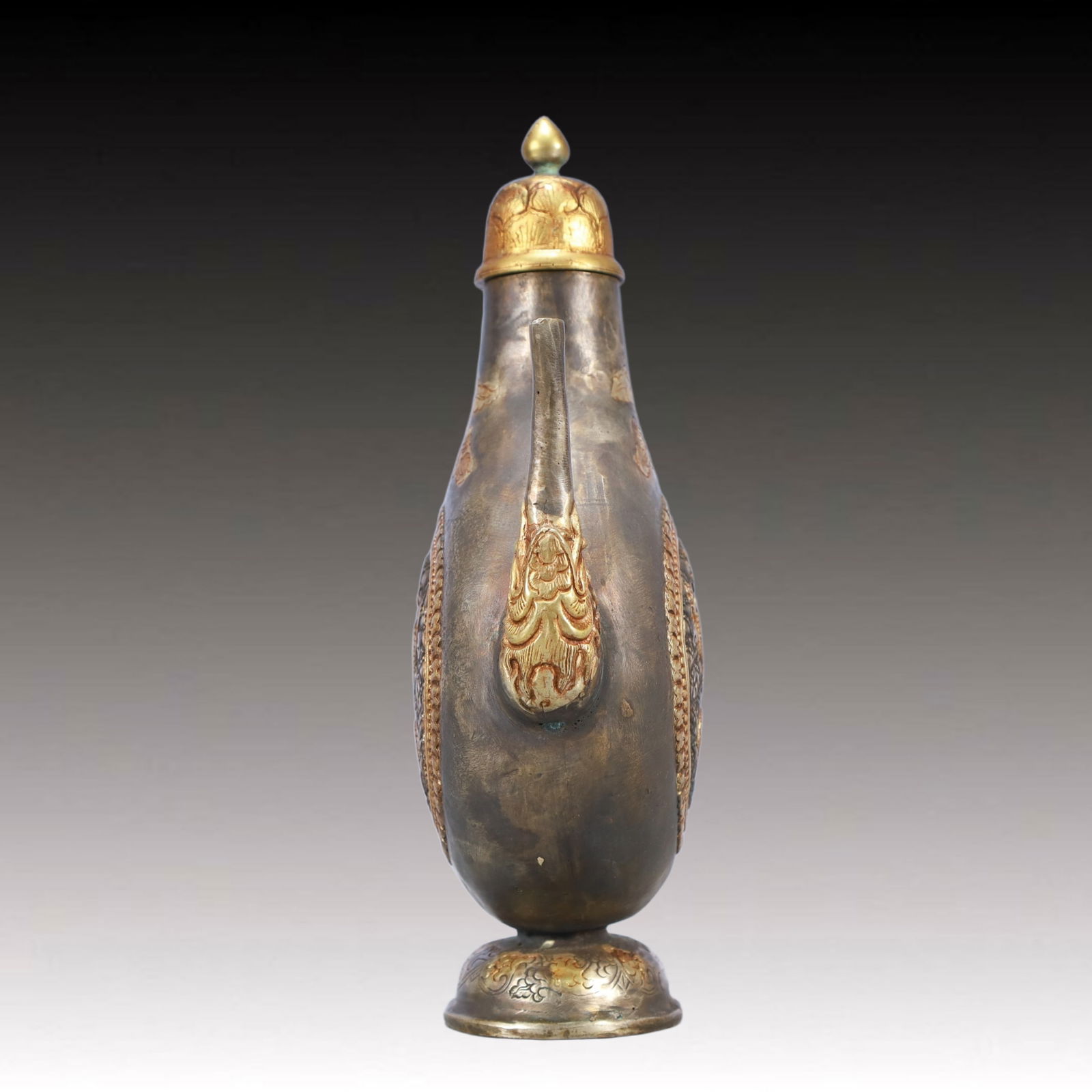 A Rare Gilt Silver Dragon Pattern Ewer - 3