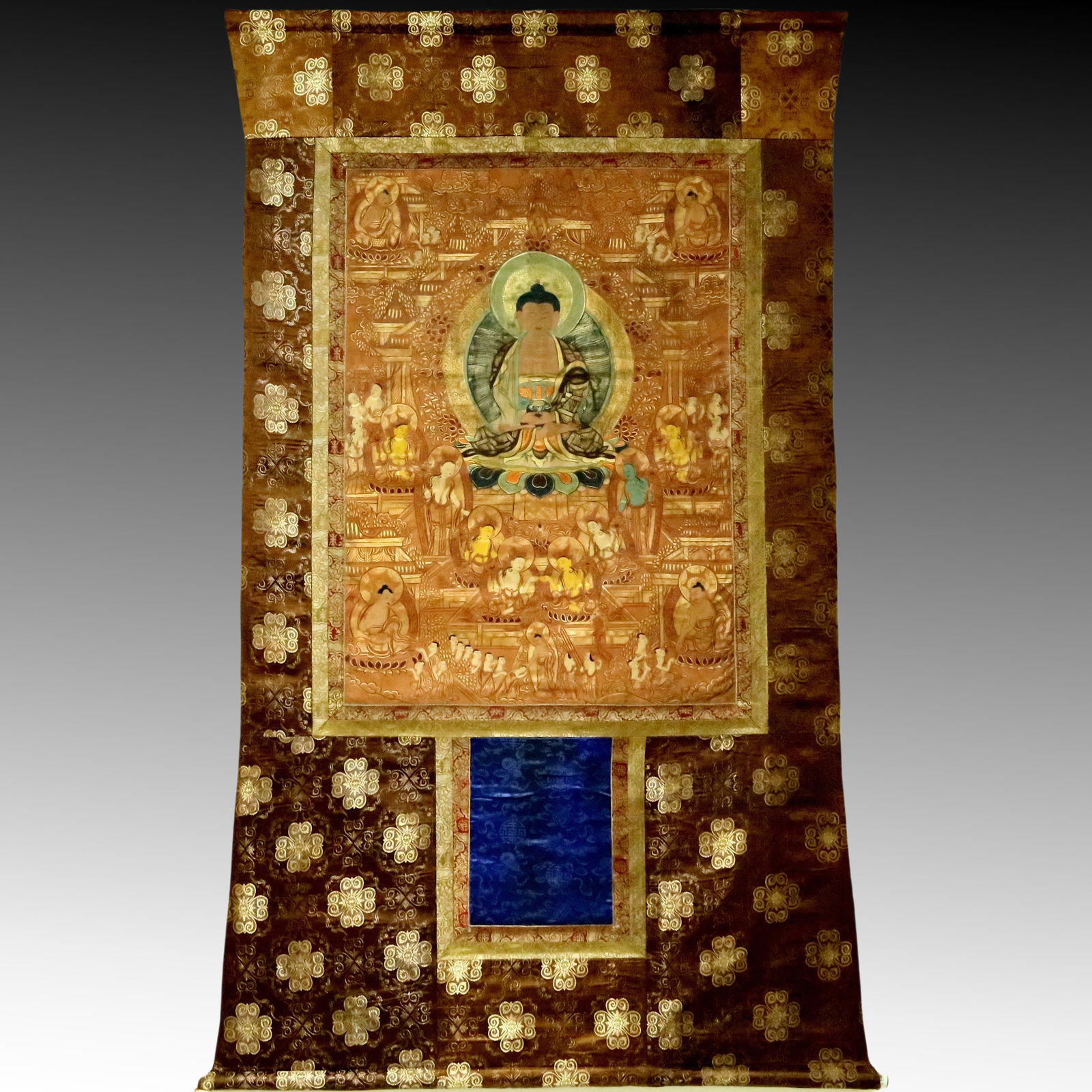 An Exquisite Brocade Painted Color Statue of Sakyamuni Tangka (1 of 13)
