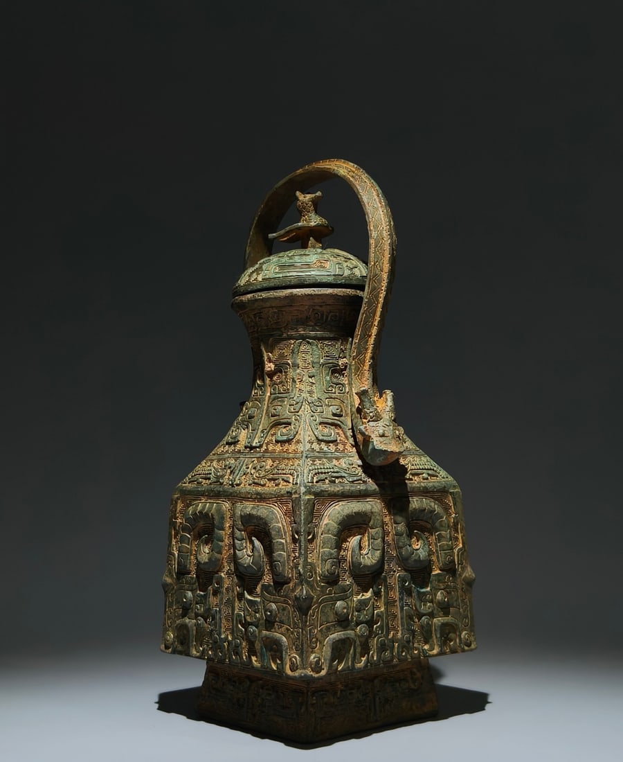 An Archaic Bronze Beast-Face Pattern Ewer - 3