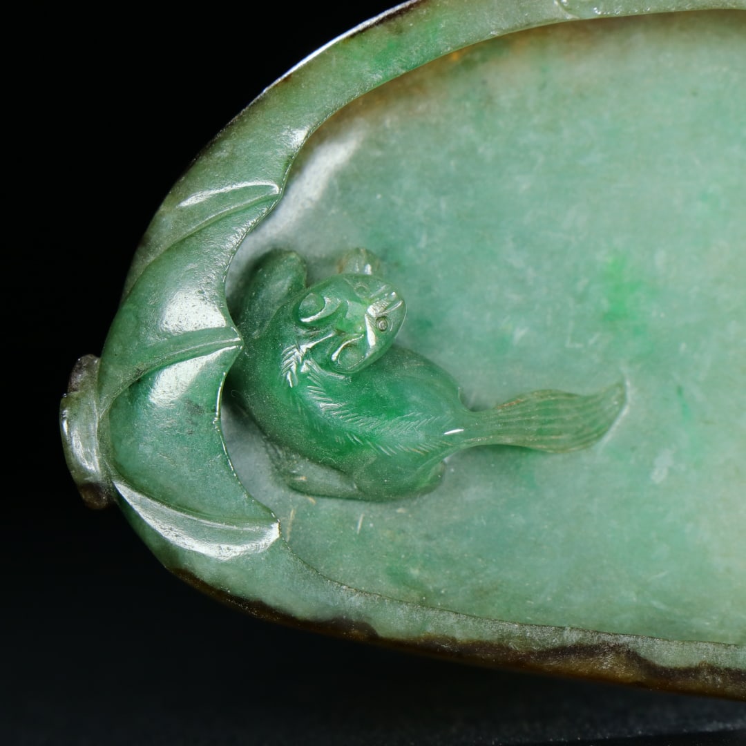 An Exquisite Jadeite Squirrel Pattern Brush Washer - 8