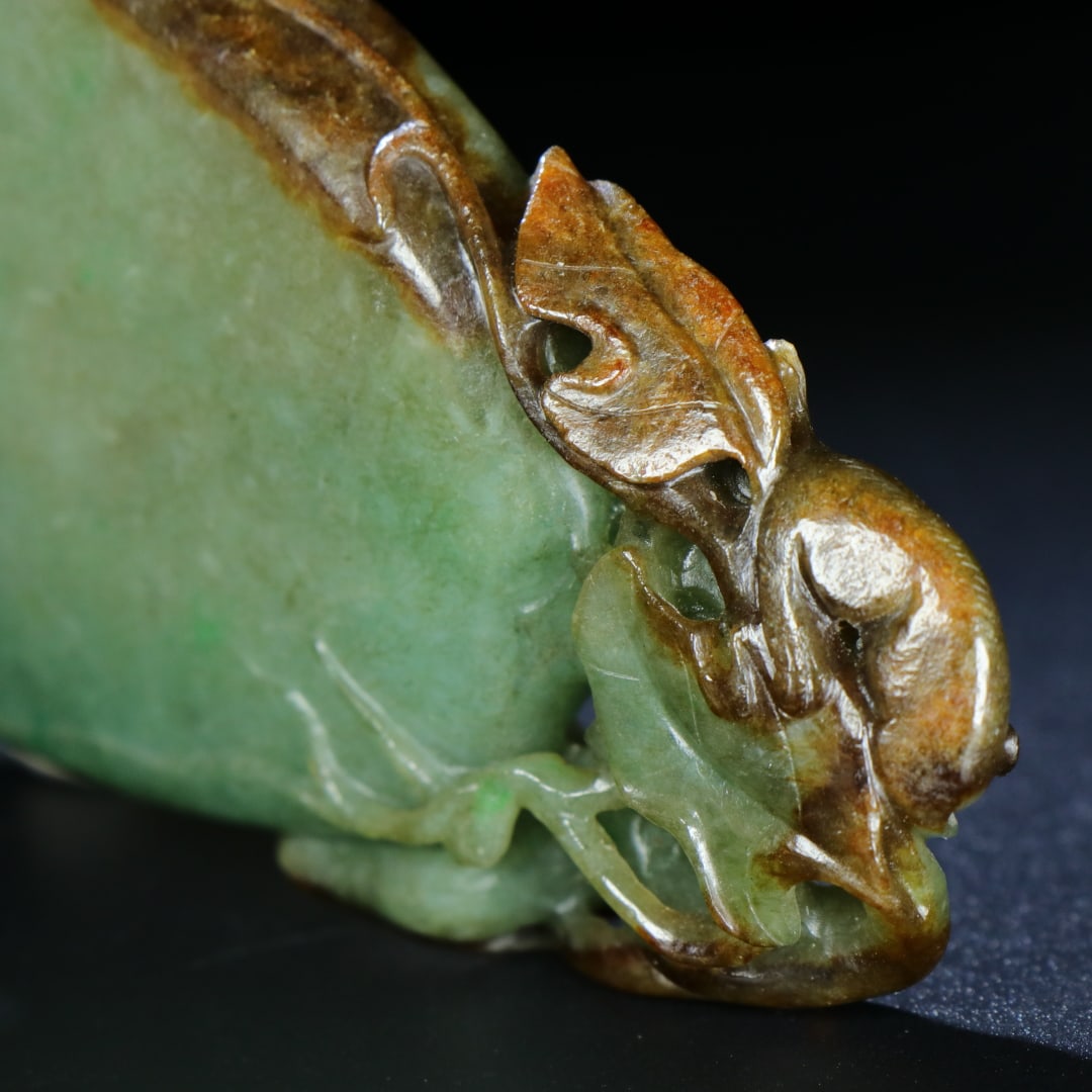 An Exquisite Jadeite Squirrel Pattern Brush Washer - 9