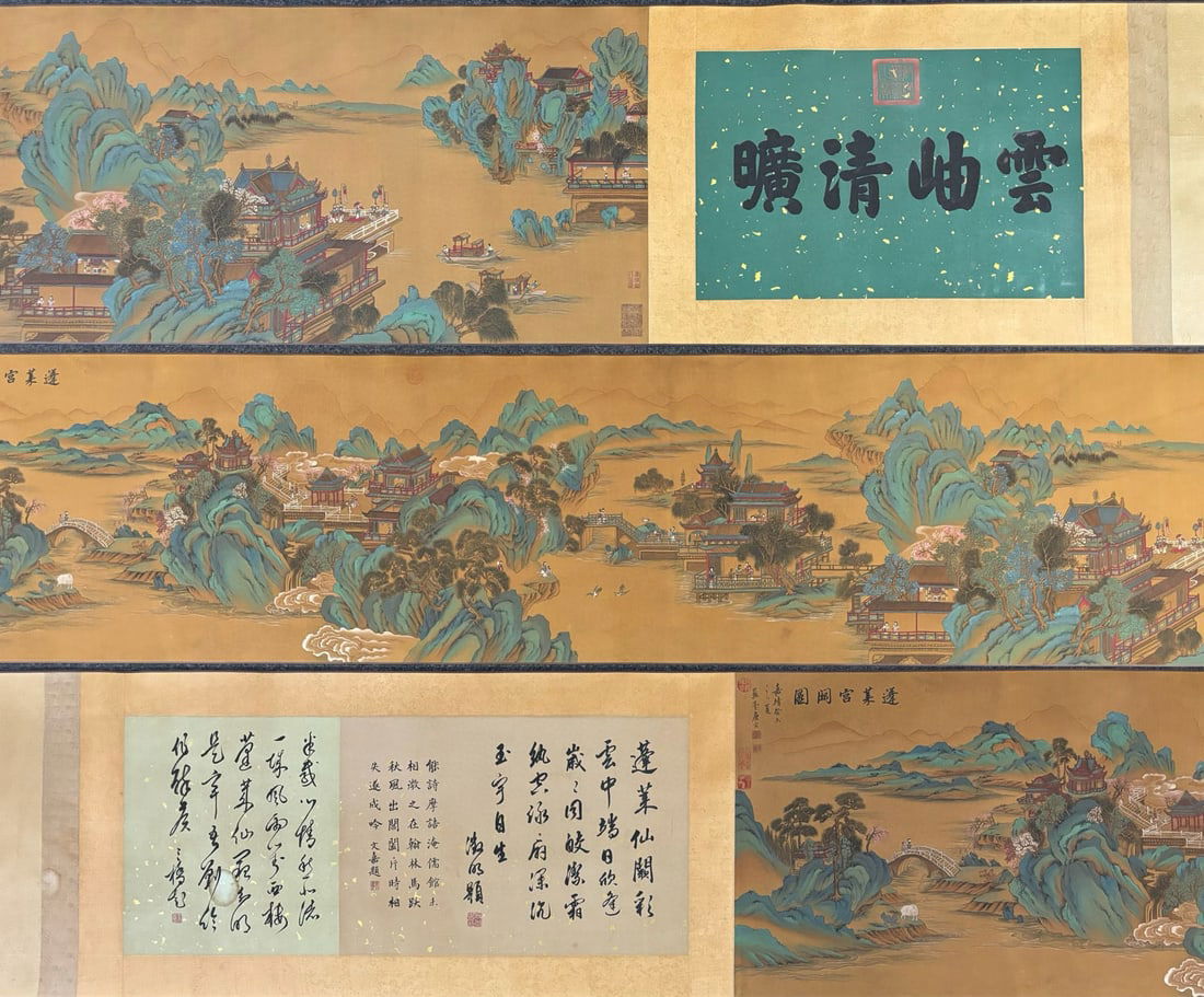 A Chinese Hand Scroll Ink Painting of Landscape and Figure on Silk,Tang Yin (1 of 9)