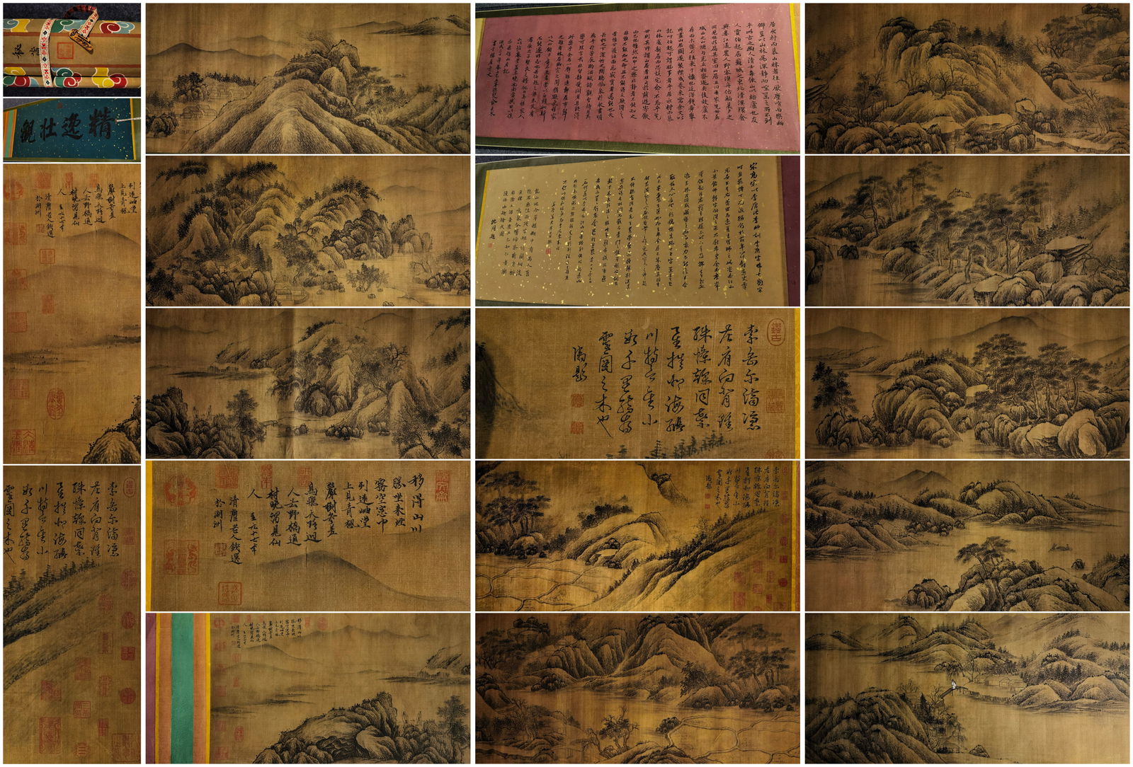 A Chinese Hand Scroll Ink Painting of Landscape on Silk,Qian Xuan: A Chinese Hand Scroll Ink Painting of Landscape on Silk,Qian Xuan,Size:(entirety)594.5inx23.6in 