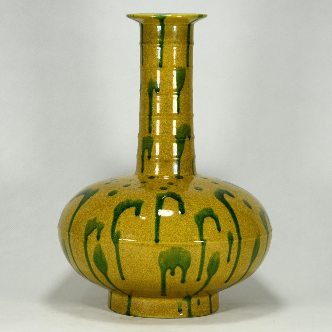 A Rare Yellow Ground Green Color Vase (1 of 8)