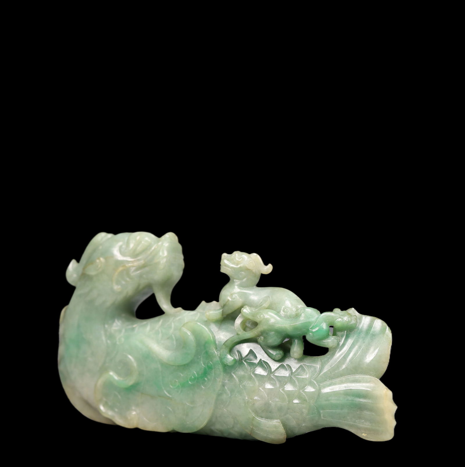 An Exquisite Jadeite Auspicious Cloud Pattern Auspicious Beast Ornament - 4