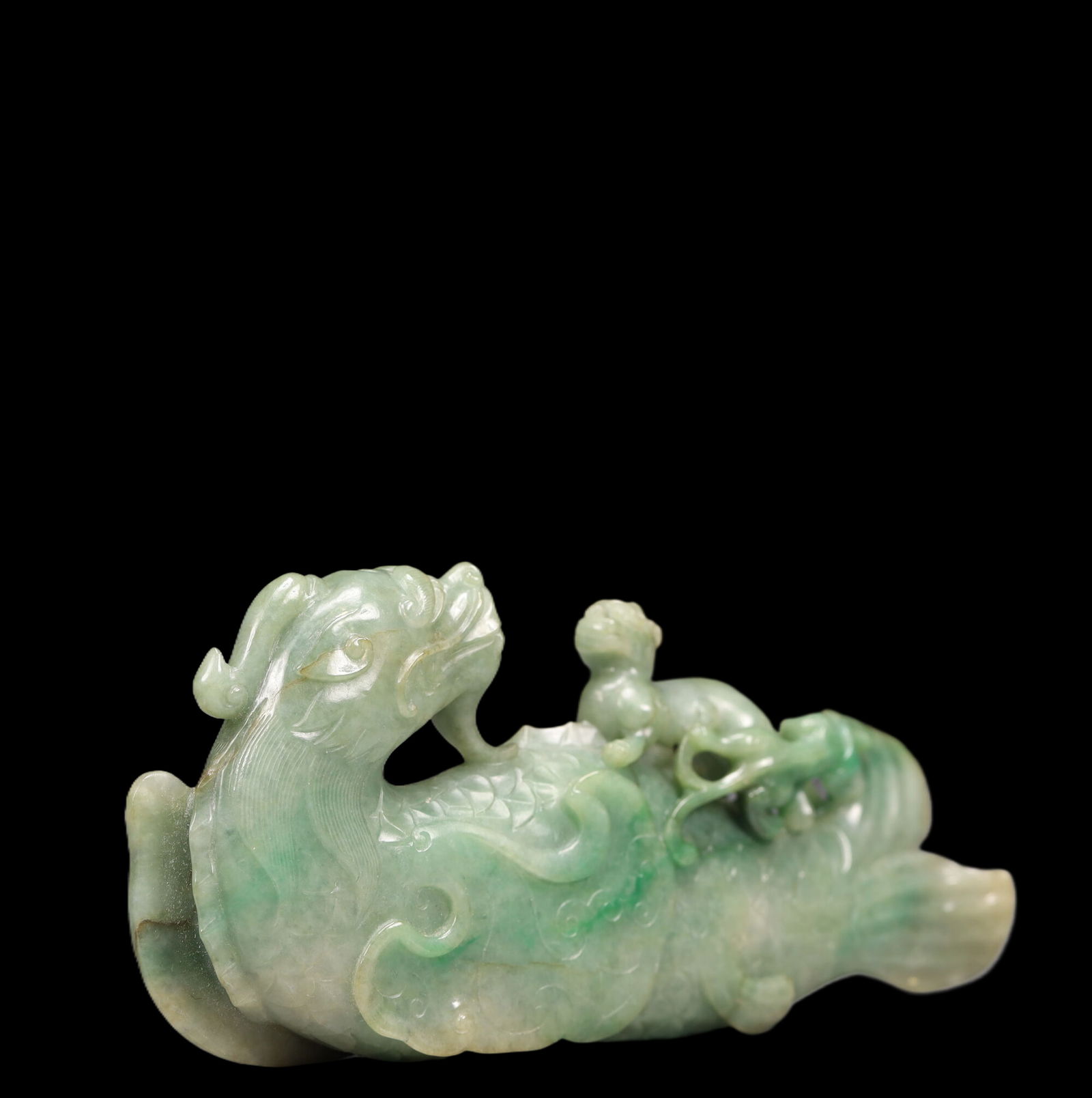 An Exquisite Jadeite Auspicious Cloud Pattern Auspicious Beast Ornament - 5