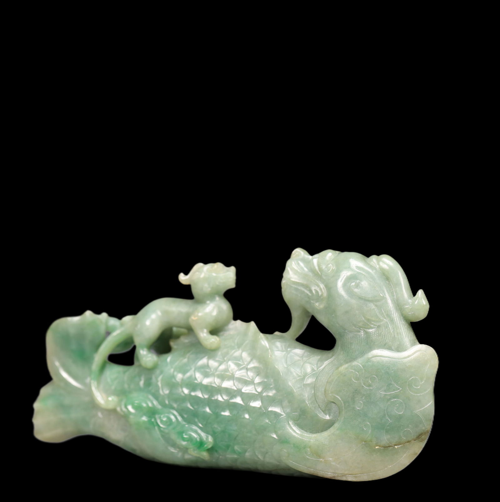 An Exquisite Jadeite Auspicious Cloud Pattern Auspicious Beast Ornament - 6