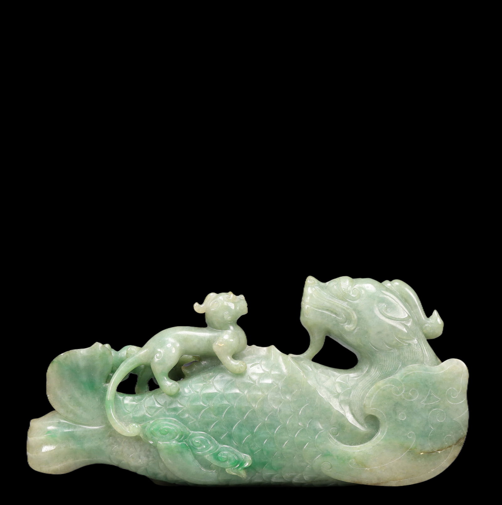 An Exquisite Jadeite Auspicious Cloud Pattern Auspicious Beast Ornament - 7