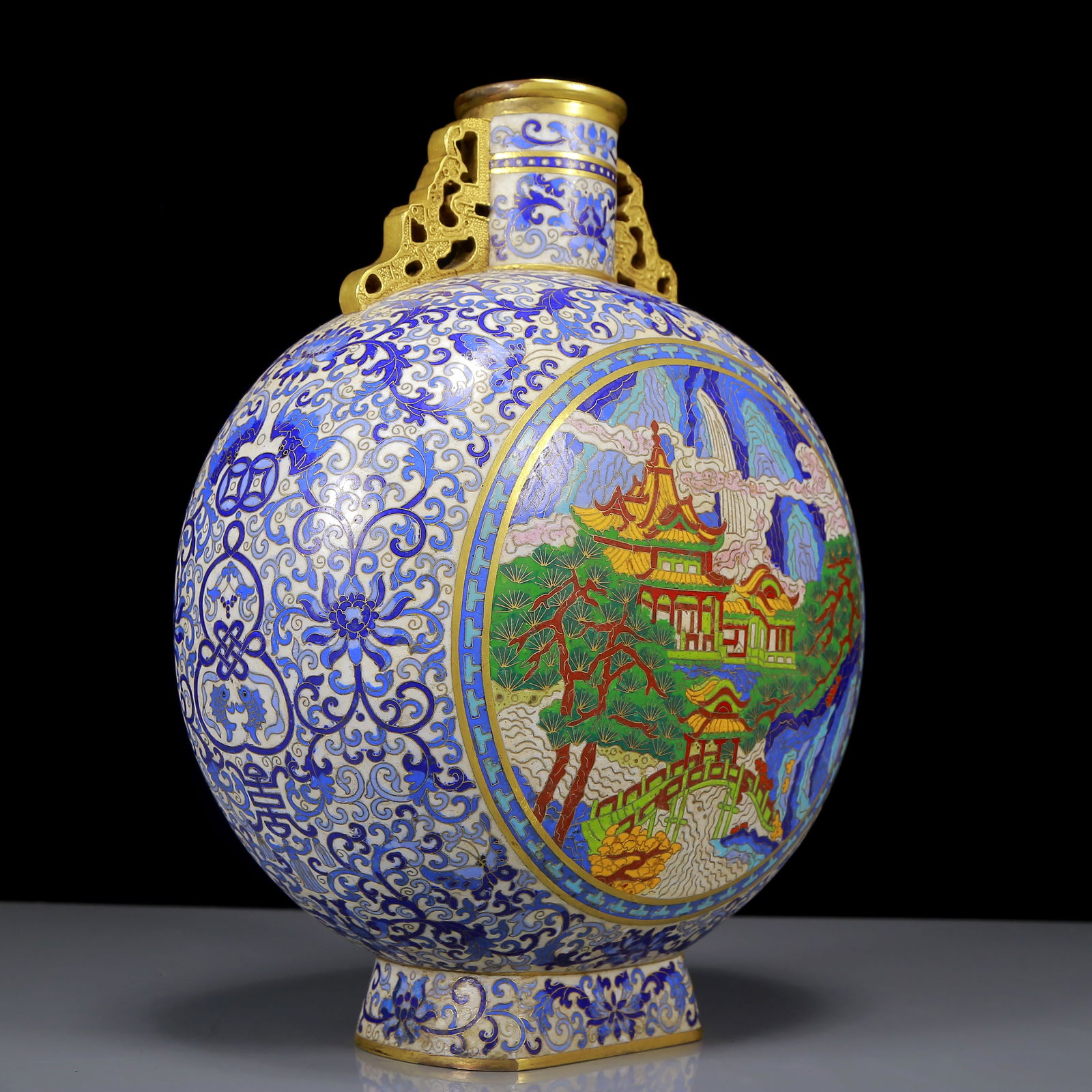 A Rare Cloisonne Dragon Pattern Double-Ears Vase - 4