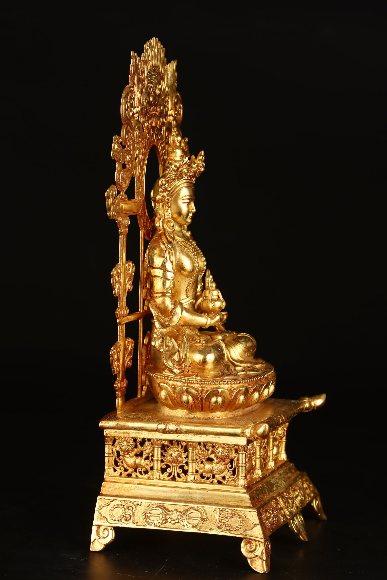 An Exquisite Gilt Bronze Phoenix Pattern Buddha Statue - 4