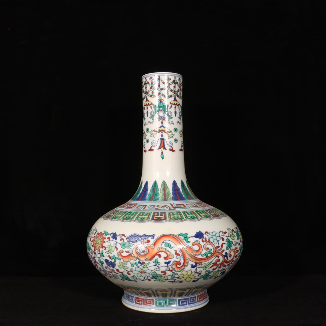 A Rare Doucai Lotus and Dragon Pattern Vase (1 of 9)