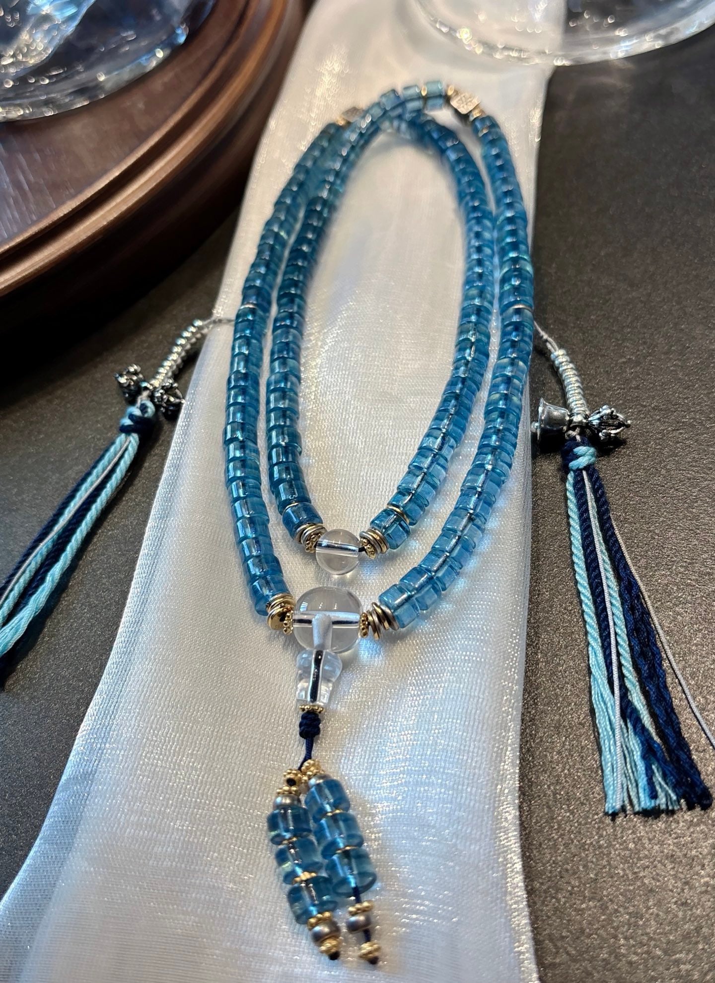 An Exquisite Aquamarine Necklace: An Exquisite Aquamarine Necklace,Size:7mm,Weight:57g 海蓝宝项链