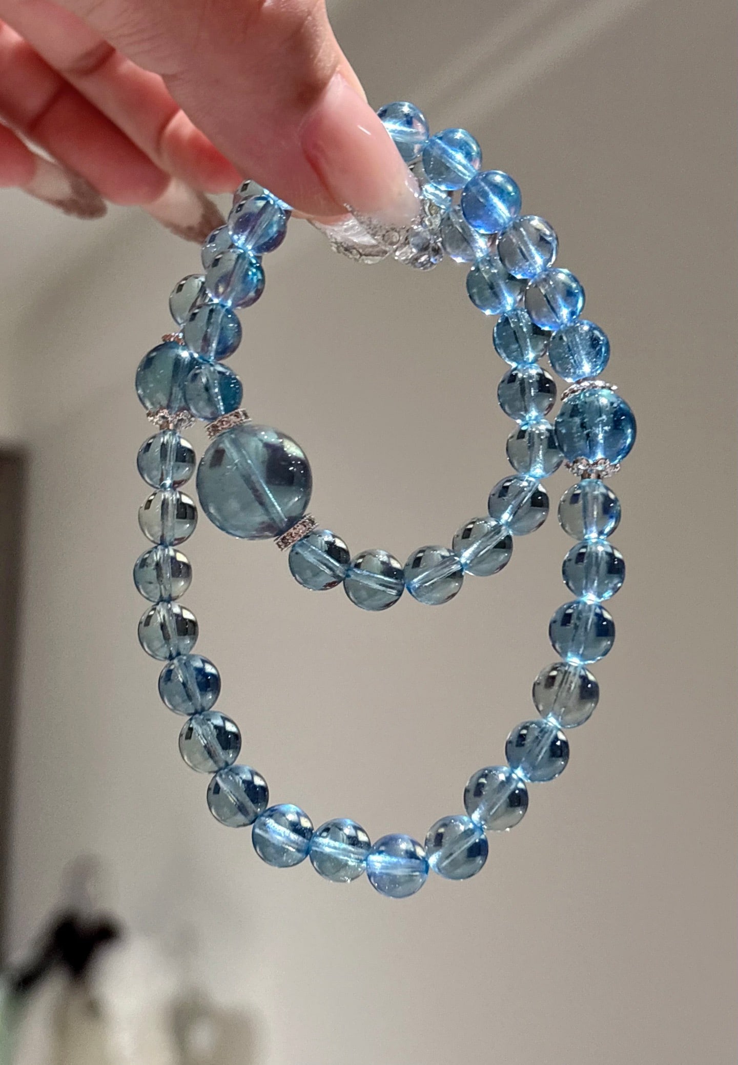 An Exquisite Aquamarine Bracelets: An Exquisite Aquamarine Bracelets,Size:7.8mm,Weight:36g 海蓝宝手串