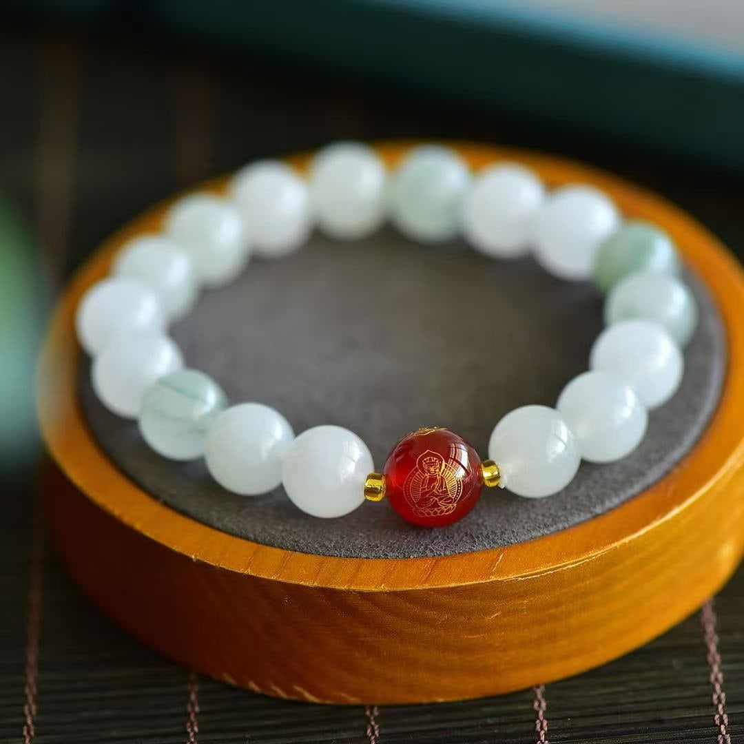 An Exquisite White Jade Bracelets: An Exquisite White Jade Bracelets,Size:10mm 白玉手串