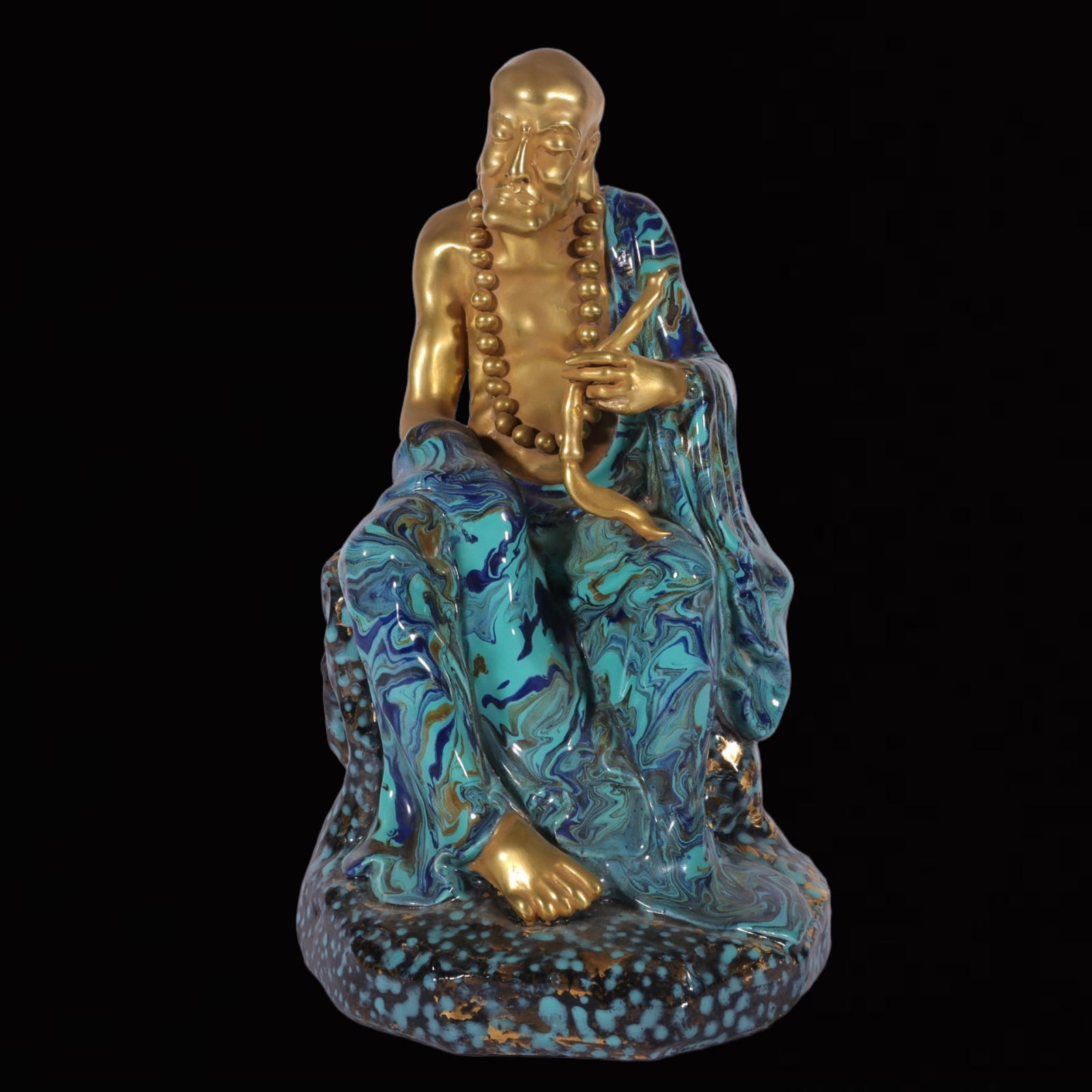 An Exquisite Robin's-Egg-Glazed Statue of Arhat (1 of 9)