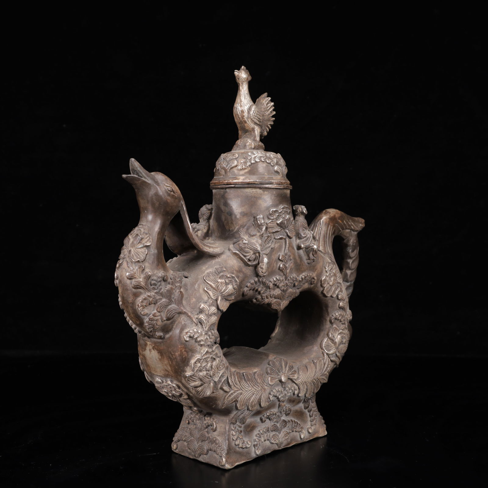 An Exquisite Silver Flower Pattern Phoenix Ornament - 6