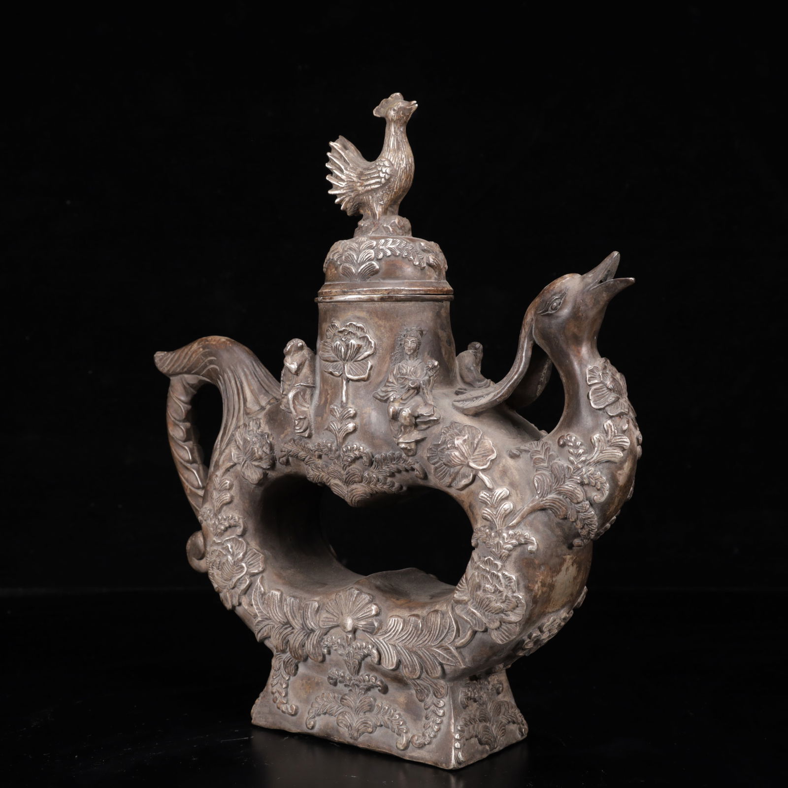 An Exquisite Silver Flower Pattern Phoenix Ornament - 7