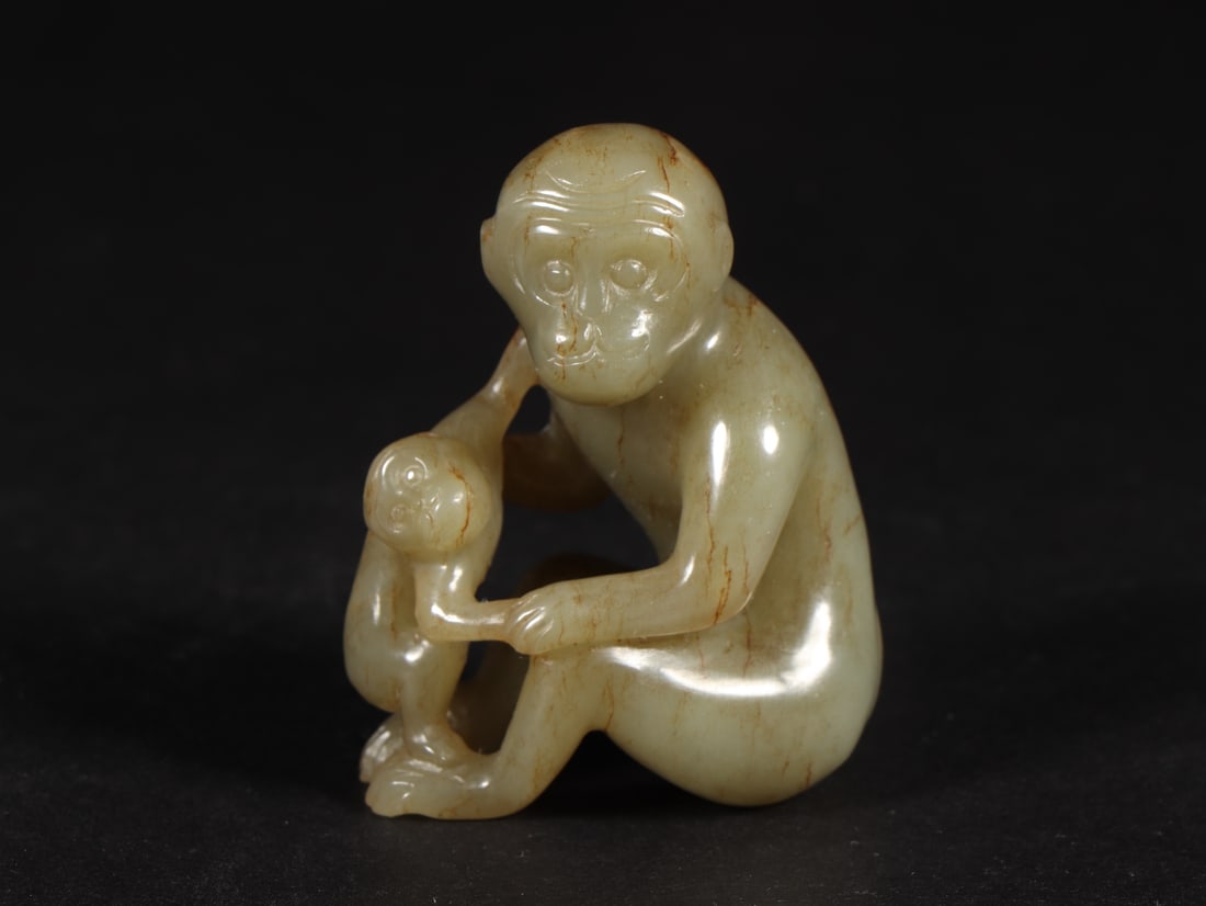 An Exquisite White Jade Monkey Ornament (1 of 18)