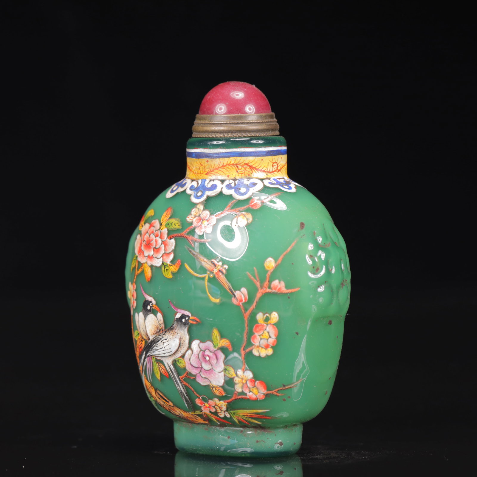 An Exquisite Glass Flower and Bird Pattern Snuff Bottle - 2