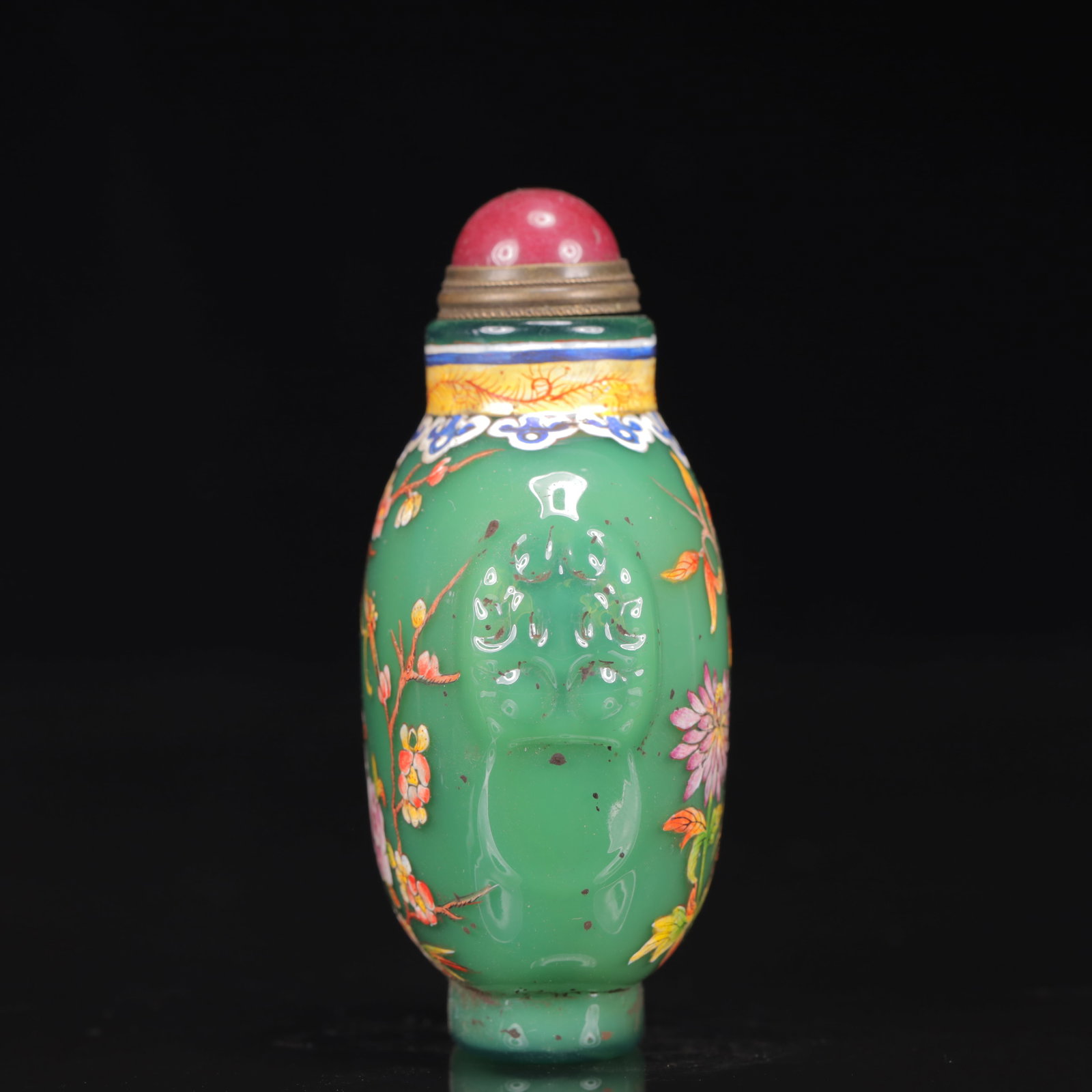 An Exquisite Glass Flower and Bird Pattern Snuff Bottle - 3