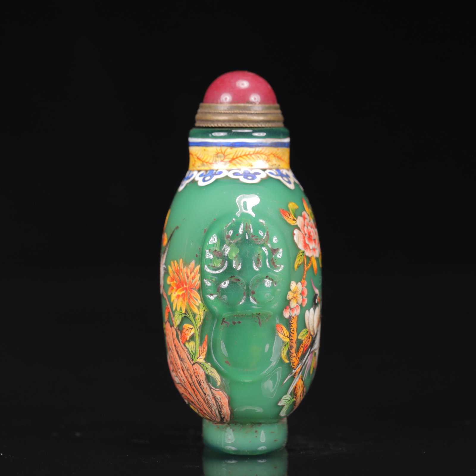 An Exquisite Glass Flower and Bird Pattern Snuff Bottle - 6