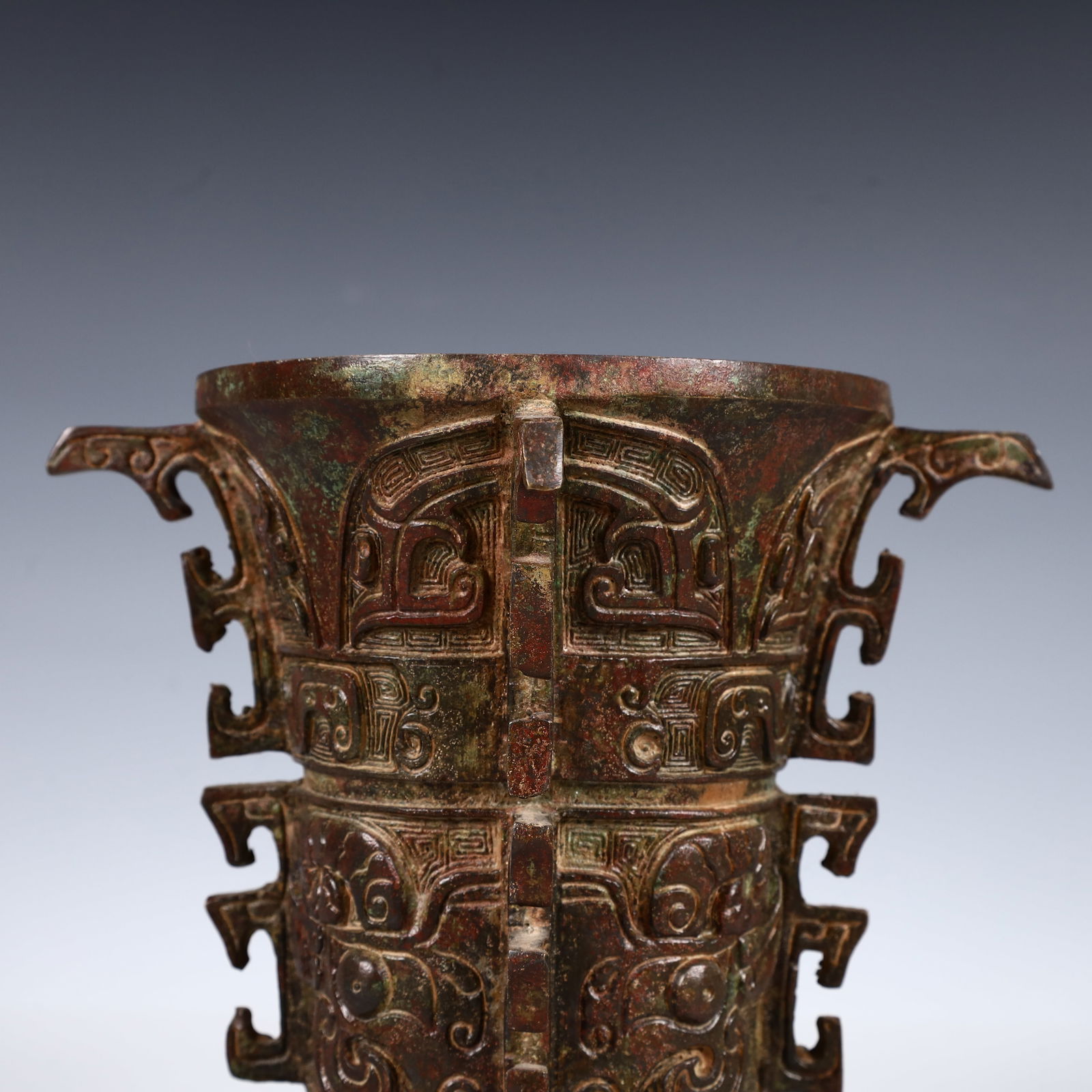 A Rare Bronze Beast-Face Pattern Zun - 2