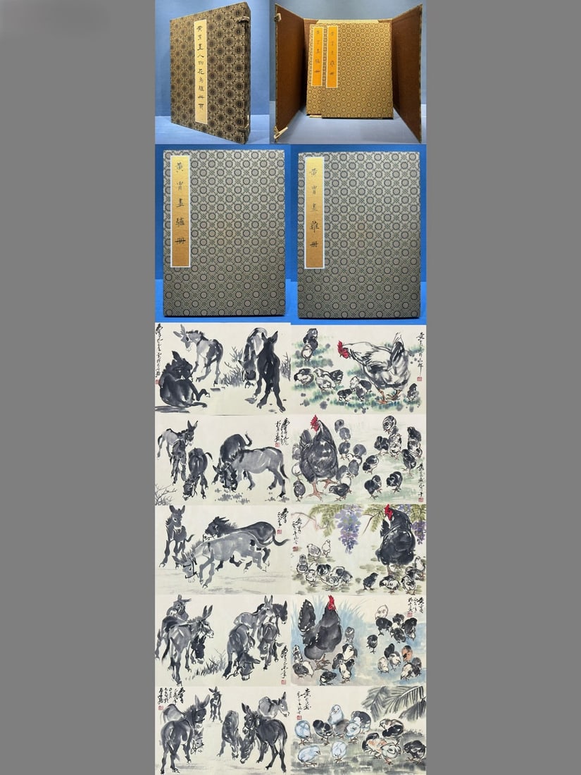 A Set of Chinese Album Ink Painting of Animal on Paper: A Set of Chinese Album Ink Painting of Animal on Paper,Huang Zhou,Size:(Album)9.8inx13.4in,(Without Frame)19.7inx13.4in 一套中国水墨动物画册