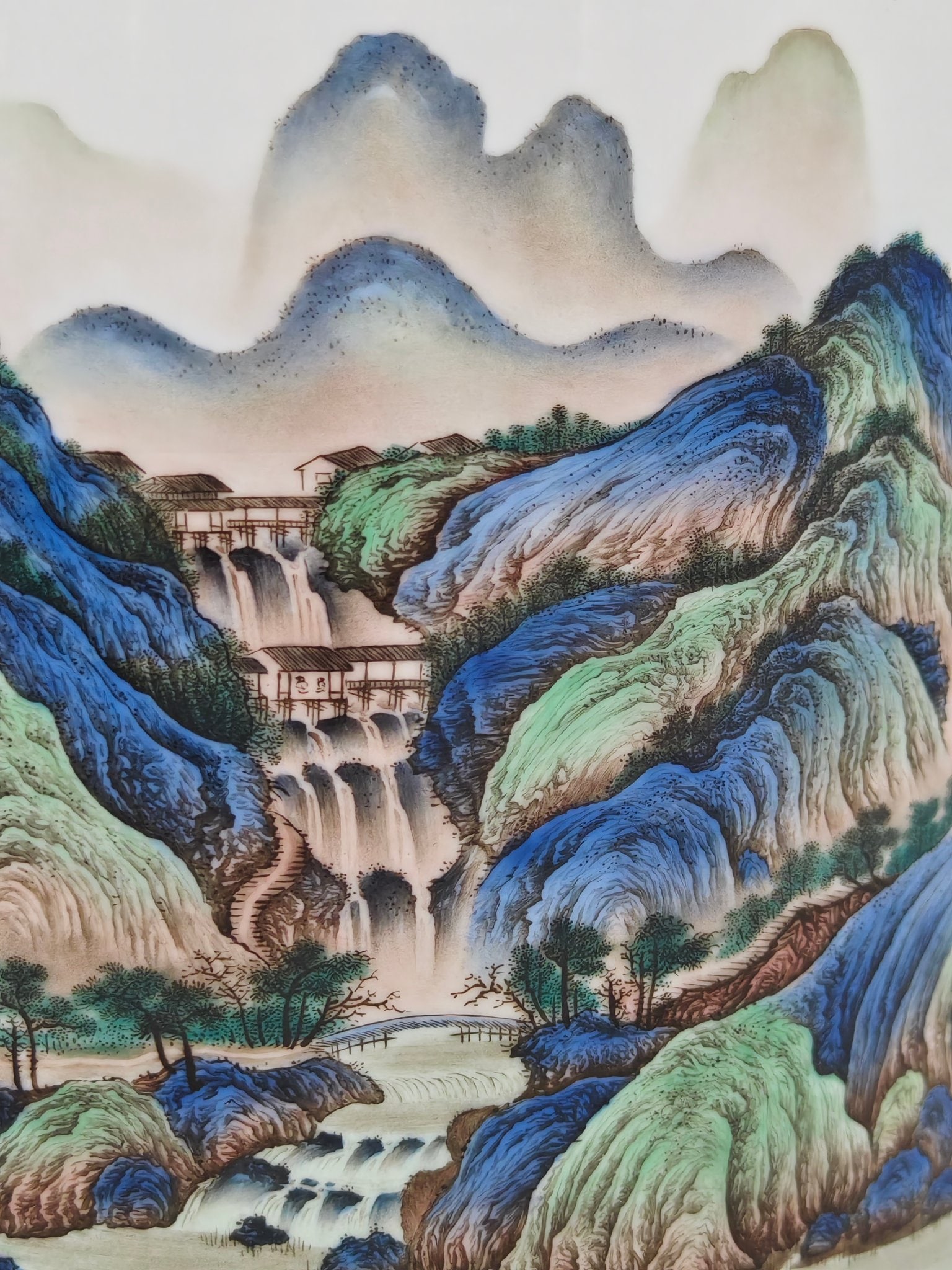 An Exquisite Enamel Landscape Pattern Brush Pot - 4