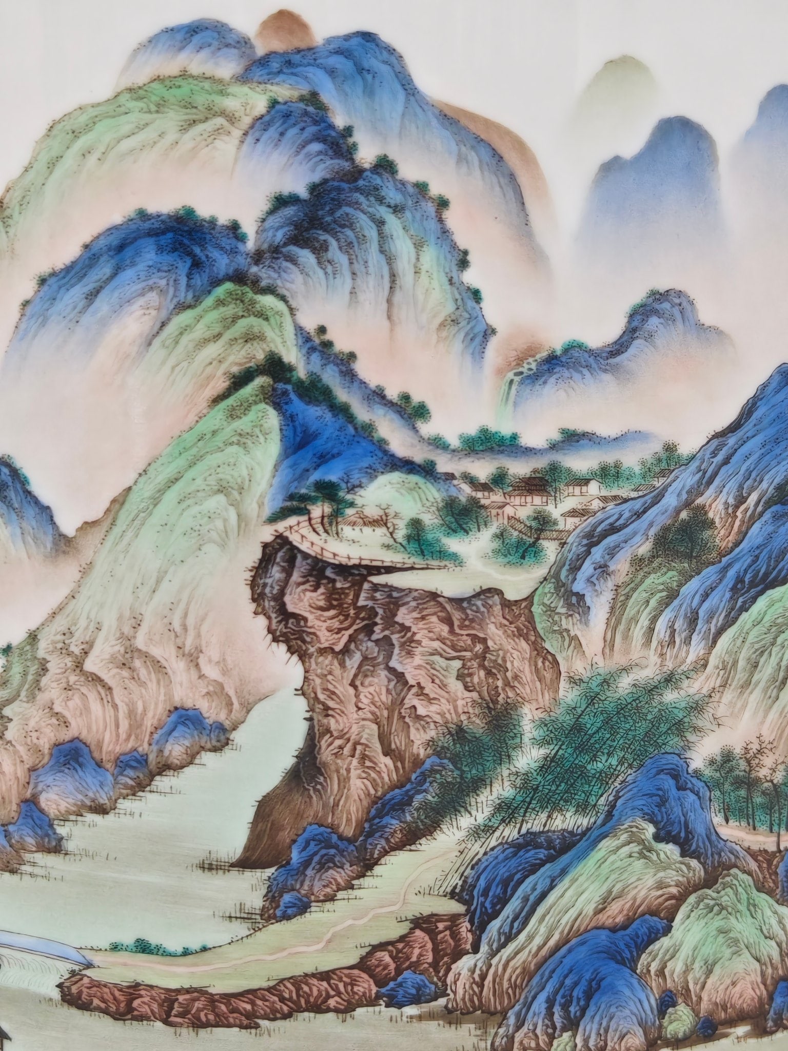 An Exquisite Enamel Landscape Pattern Brush Pot - 5