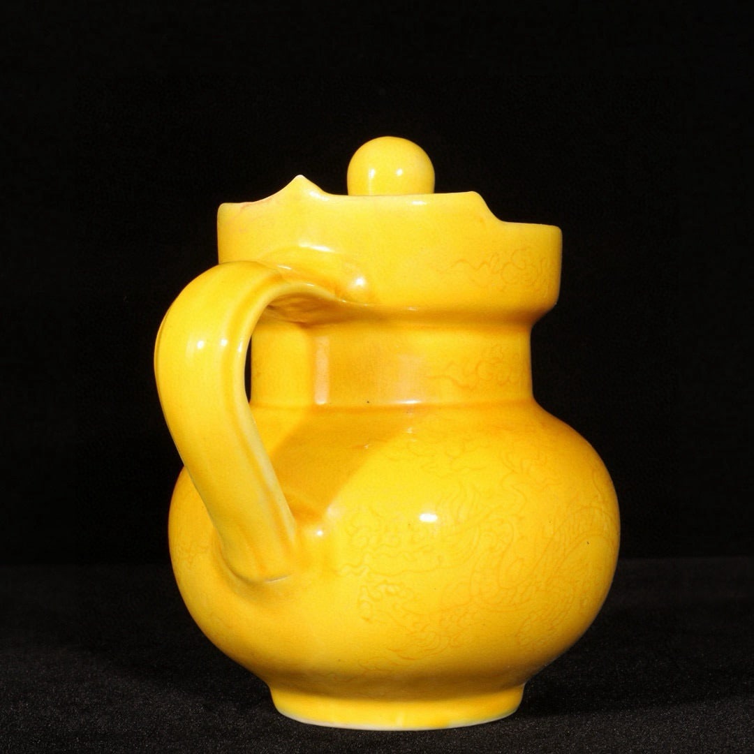 An Exquisite Yellow Glazed Dragon Pattern Pot - 6