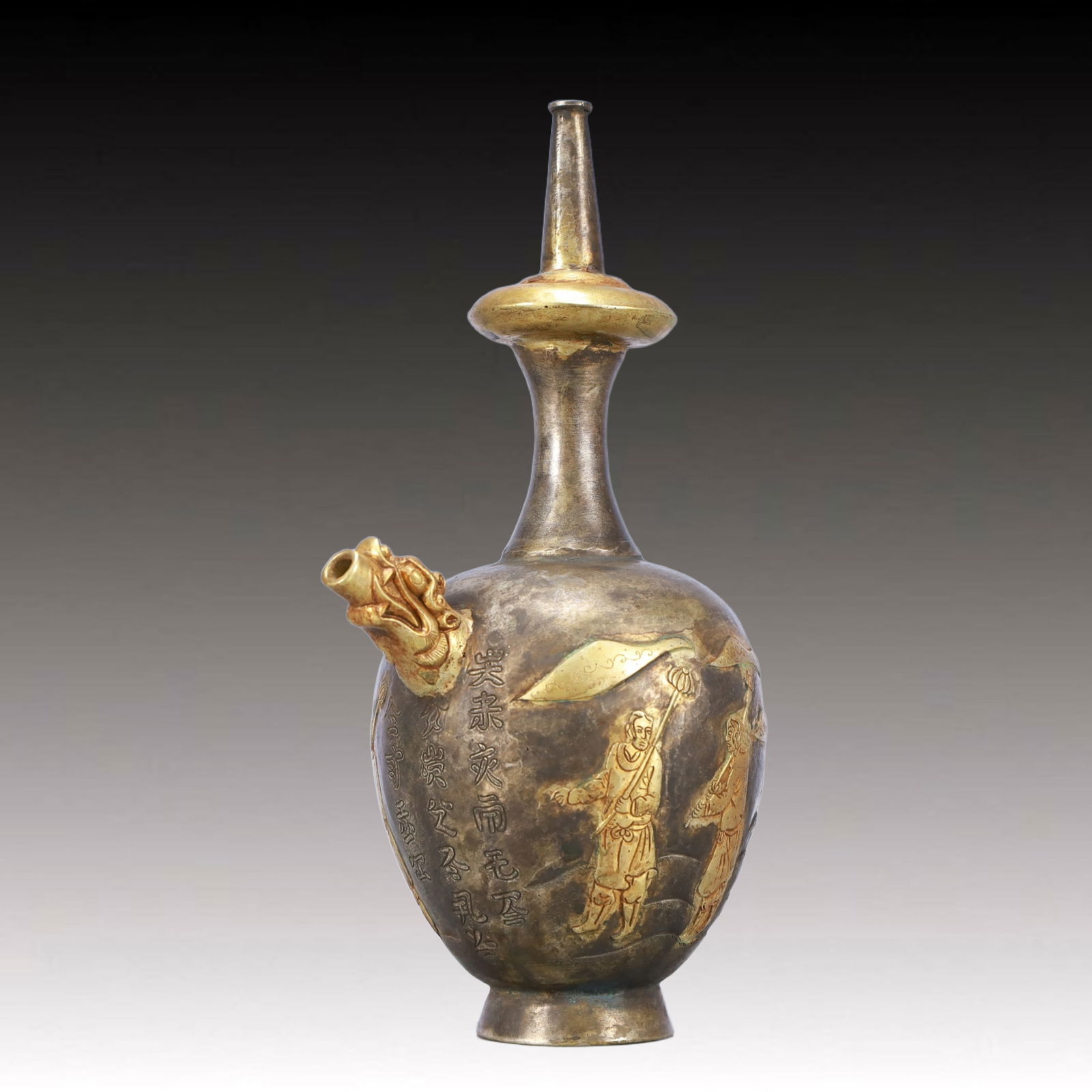 A Rare Gilt Silver Figure Pattern Vase - 5
