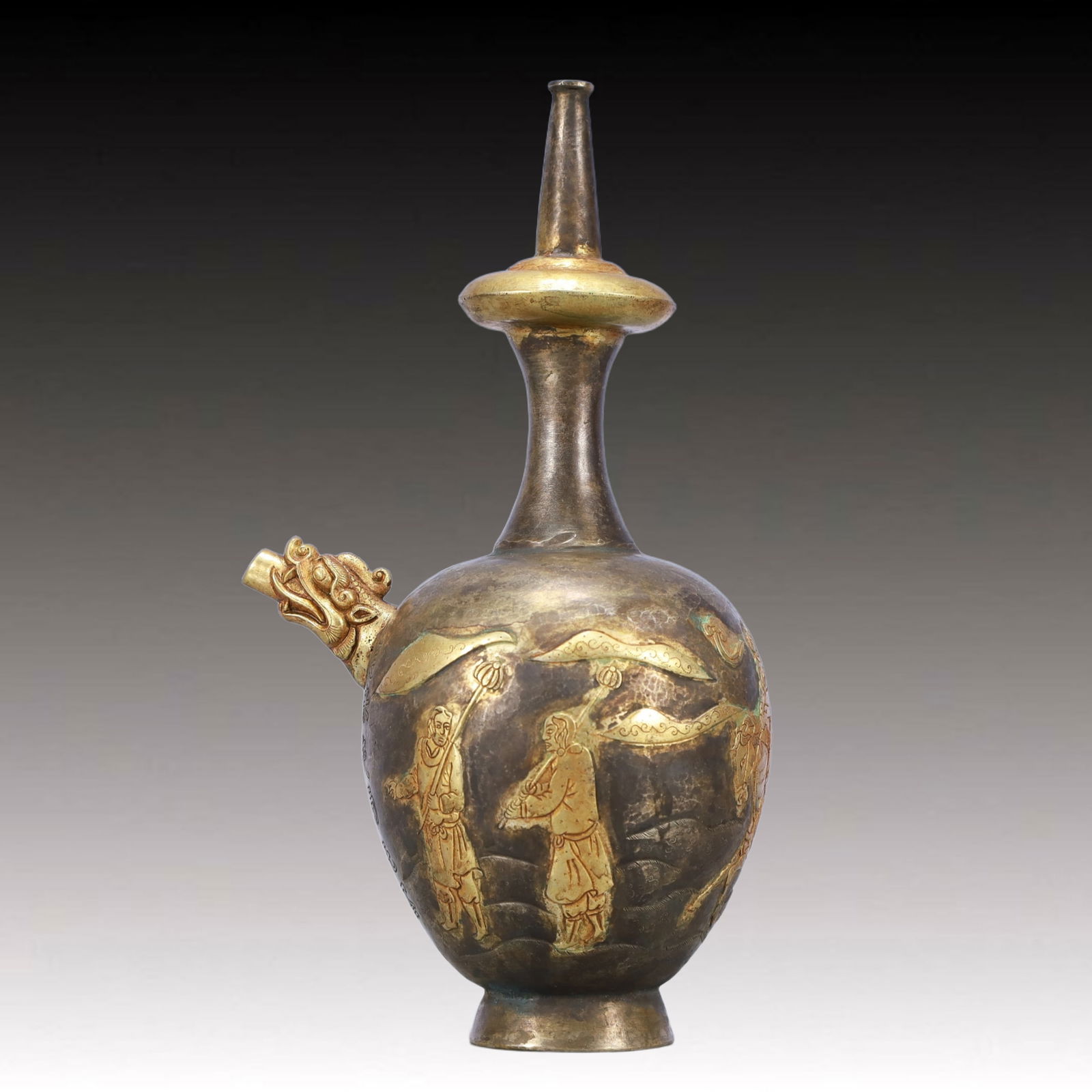 A Rare Gilt Silver Figure Pattern Vase - 6