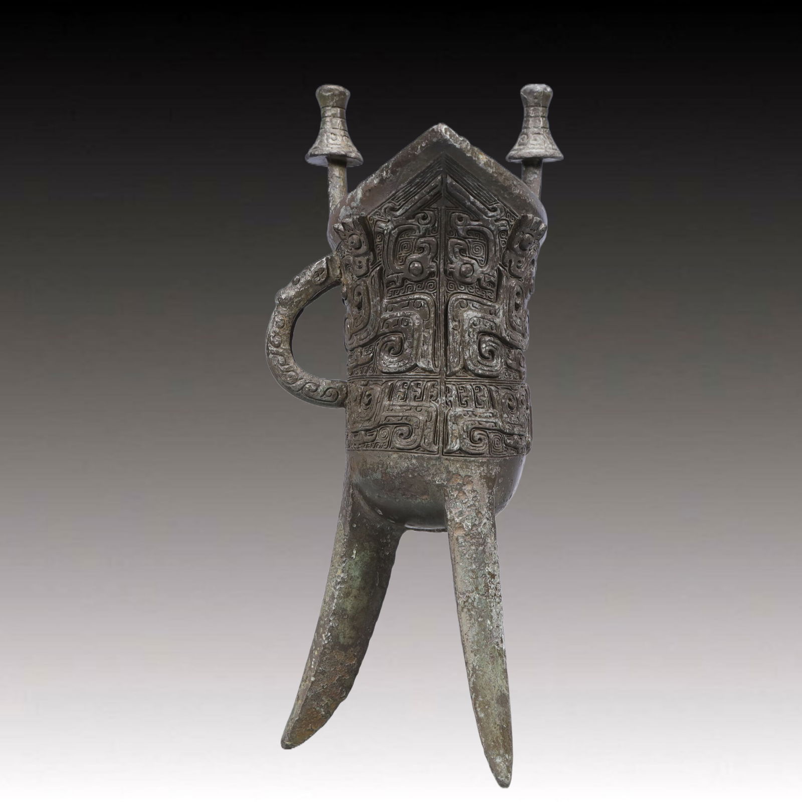 A Precious Bronze Auspicious Bird Pattern Tripod Goblet - 3