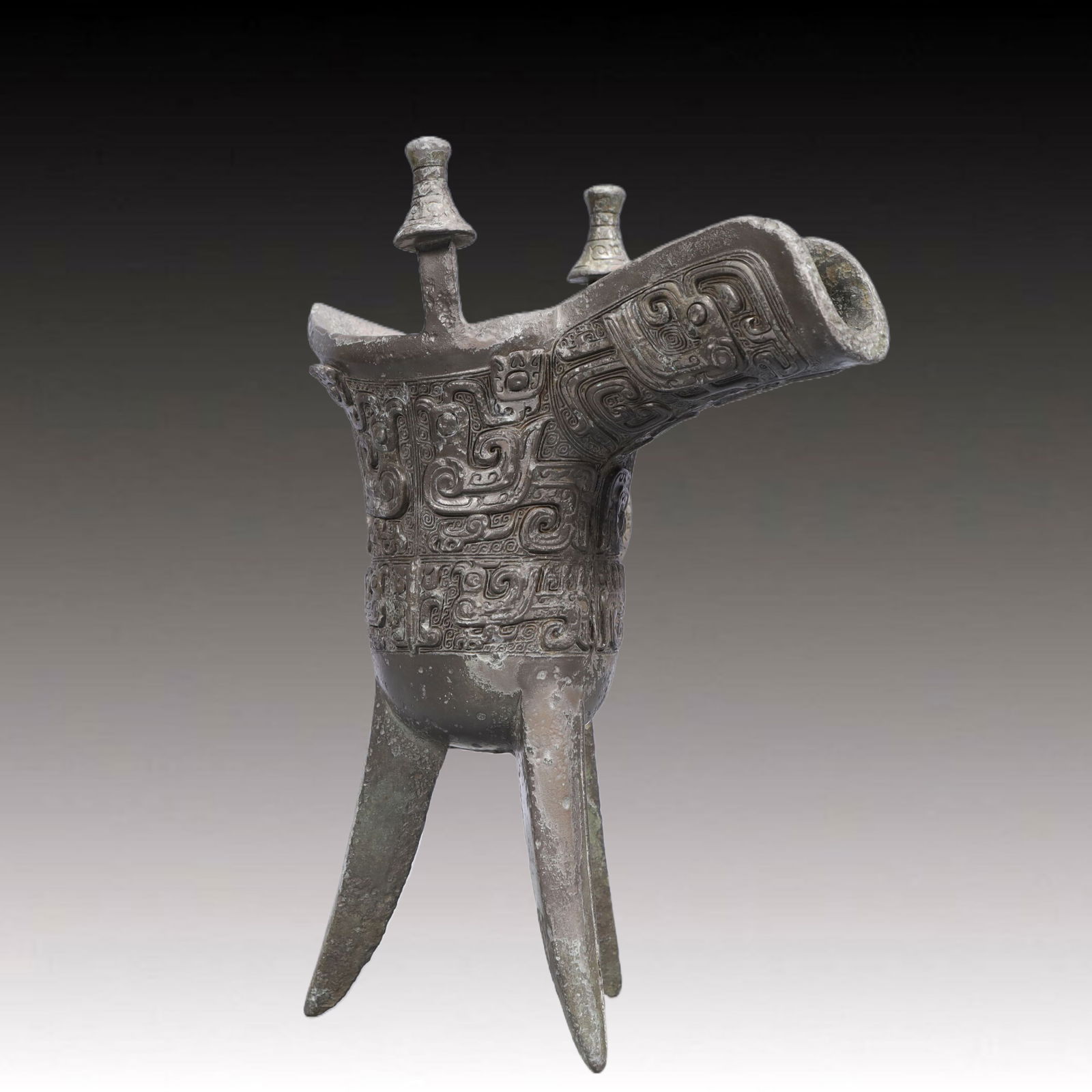 A Precious Bronze Auspicious Bird Pattern Tripod Goblet - 6