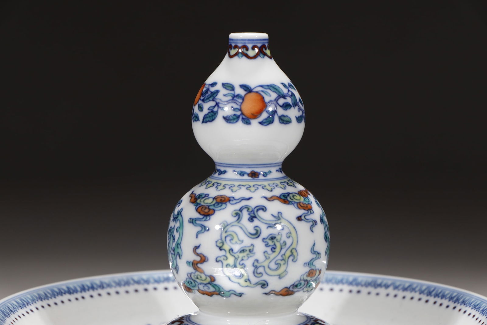 An Exquisite Doucai Bats Pattern Gourd Pattern Censer - 2