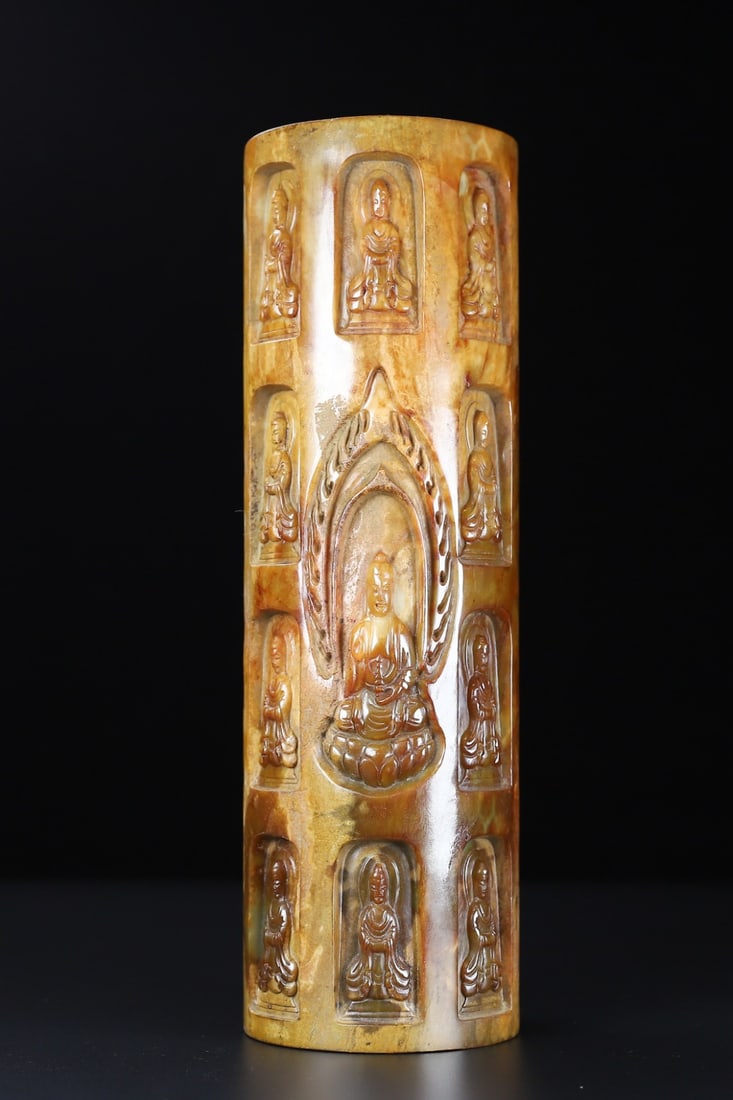 An Exquisite Archaic Jade Buddha Statue Pagoda (1 of 10)