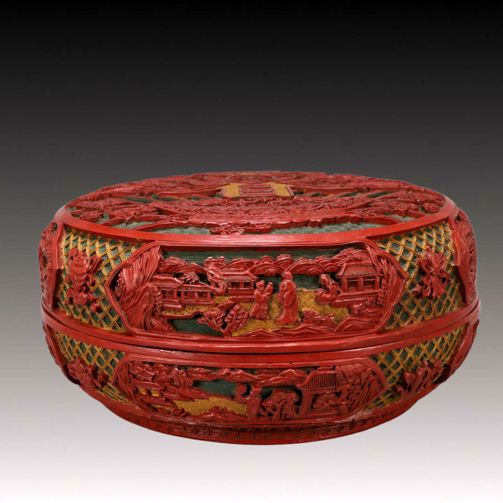 A Exquisite Carved Red Lacquer Character and Story Pattern Dragon Pattern Box (1 of 16)