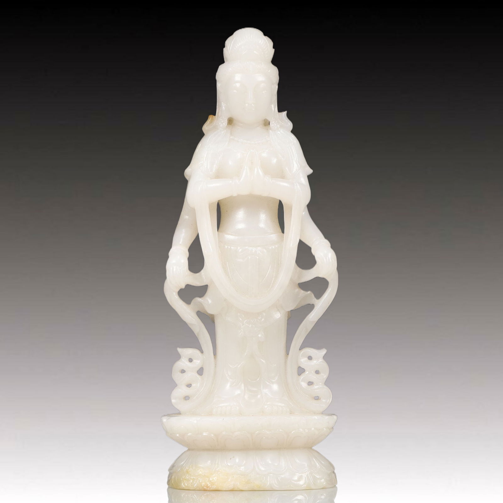 An Exquisite White Jade Statue of Four-Armed Guanyin (1 of 9)