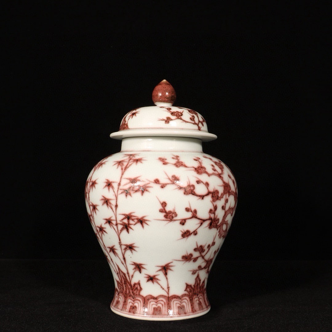 An Exquisite Underglaze-Red Pine - 7
