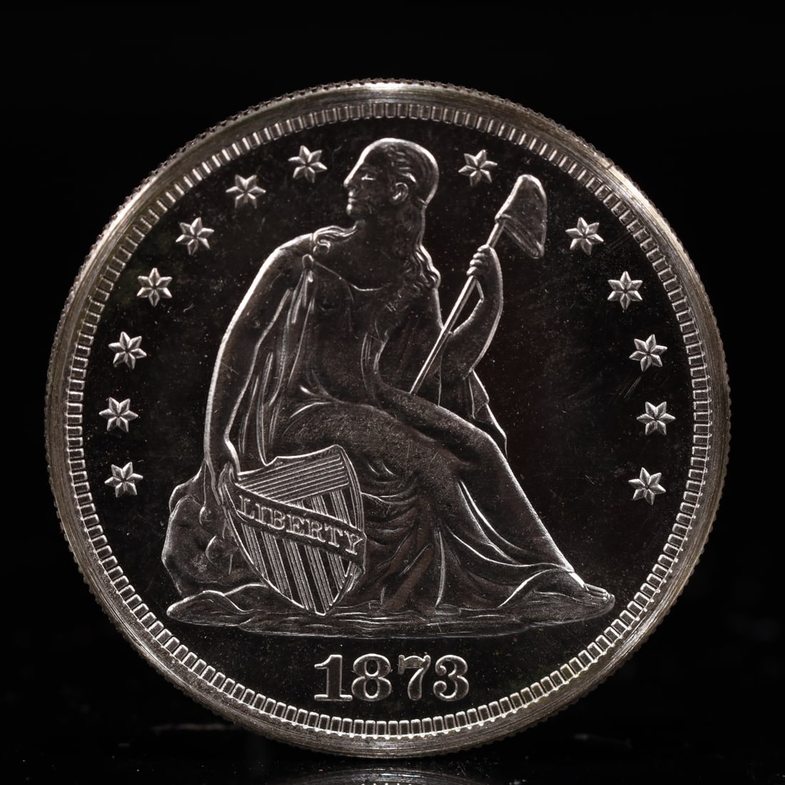 USA One Dollar 1873 Coin: American coin. IN GOD WE TRUST / LIBERTY / 1873 / UNITED STATES OF AMERICA / ONE DOL. Weight:26.9g.